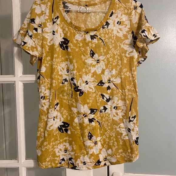 Maurices Tops - Maurices Mustard Floral Short Sleeve Top